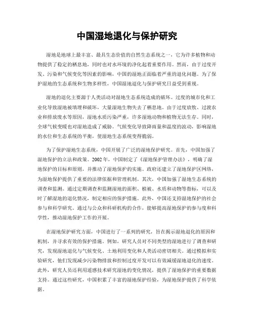 中国湿地退化与保护研究