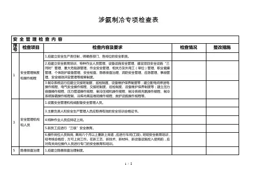 企业单位涉氨制冷专项检查表
