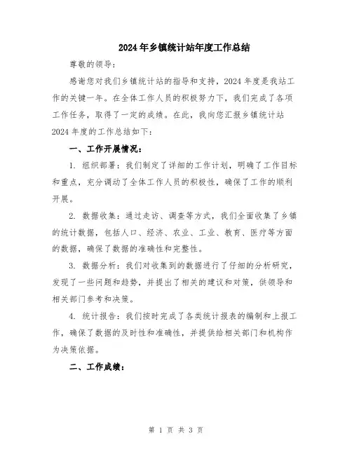 2024年乡镇统计站年度工作总结