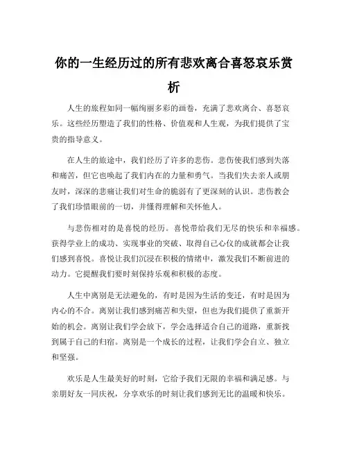 你的一生经历过的所有悲欢离合喜怒哀乐赏析