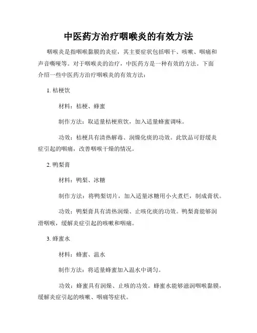 中医药方治疗咽喉炎的有效方法