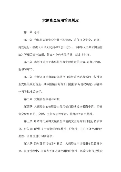 大额资金使用管理制度