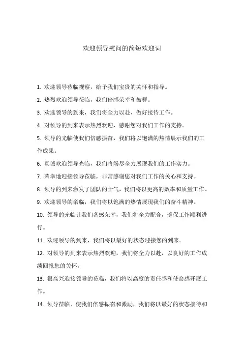 欢迎领导慰问的简短欢迎词