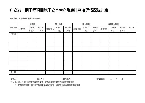 安全生产隐患排查治理情况统计表