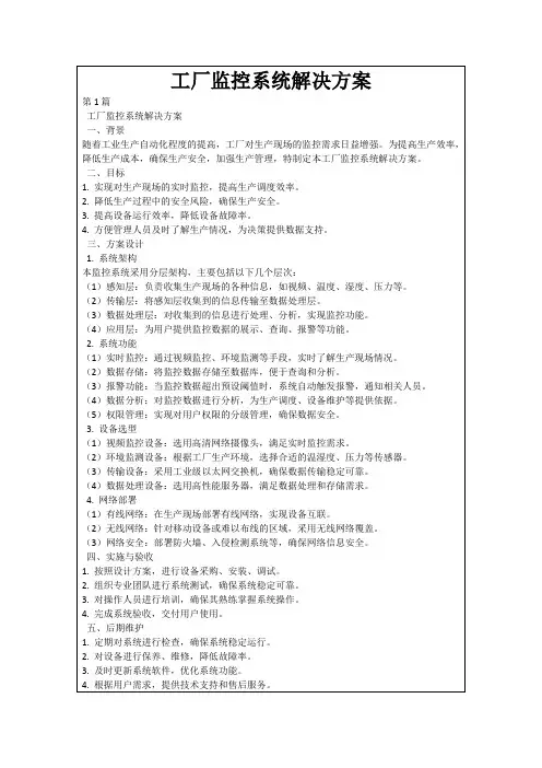 工厂监控系统解决方案