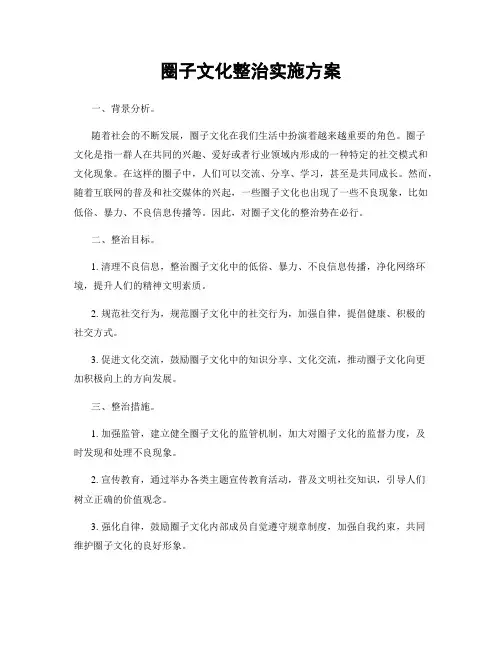 圈子文化整治实施方案