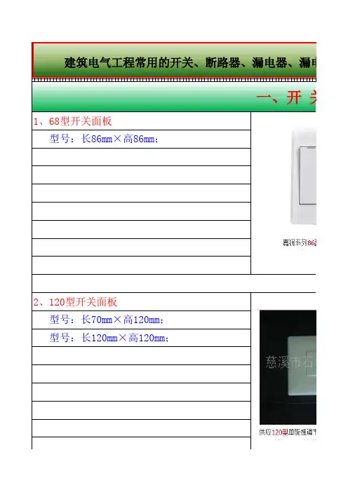 2、 建筑电气工程常用的开关、断路器、漏电保护器、漏电报器等设备型号符号名称注解图