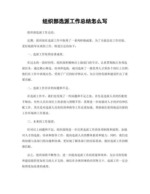 组织部选派工作总结怎么写