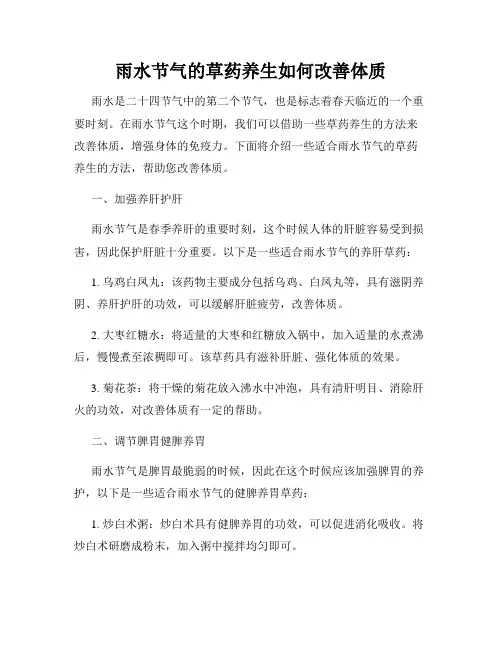 雨水节气的草药养生如何改善体质