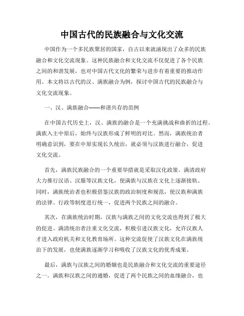 中国古代的民族融合与文化交流