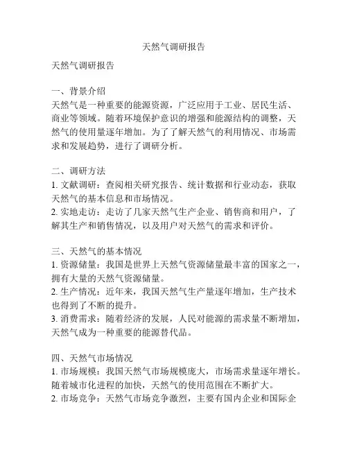 天然气调研报告