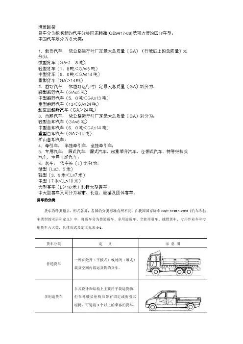 货车分类