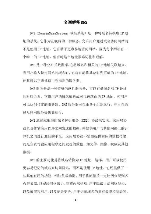 名词解释DNS