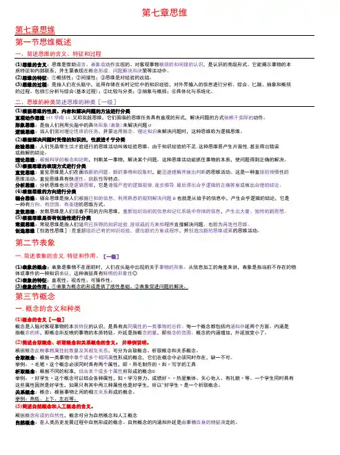 普通心理学 第7章 思维 总结笔记考研笔记-精品