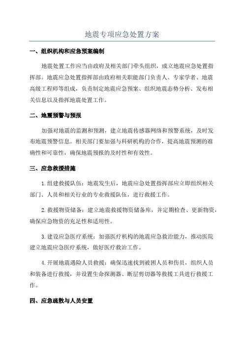 地震专项应急处置方案