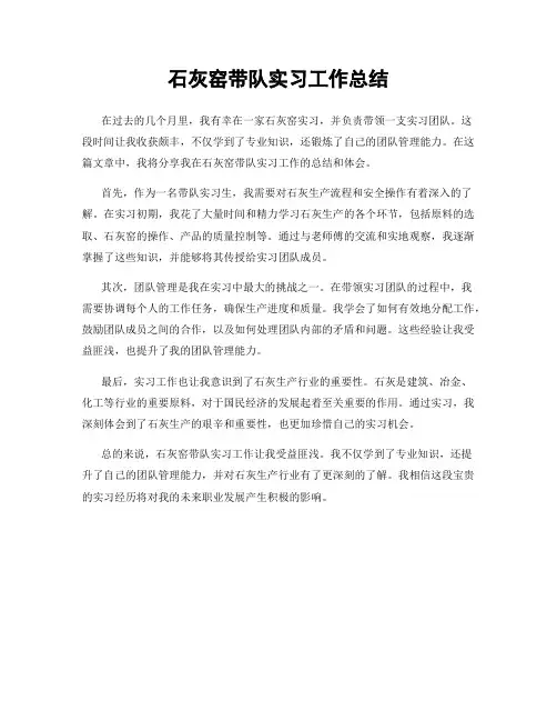 石灰窑带队实习工作总结
