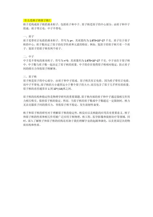 什么是核子和原子核