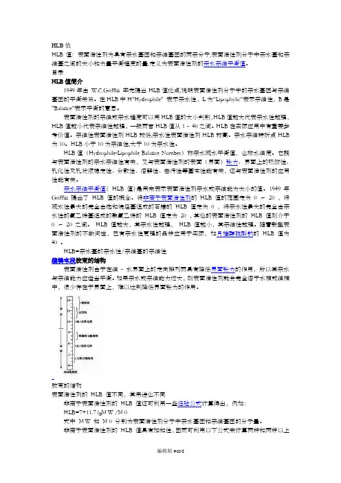 常用乳化剂及其HLB值