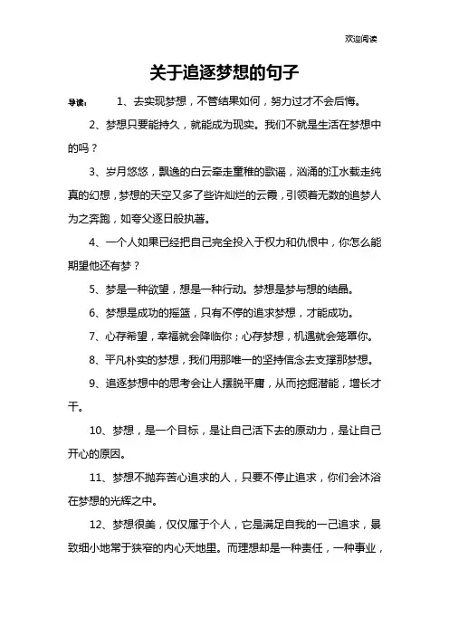 关于追逐梦想的句子