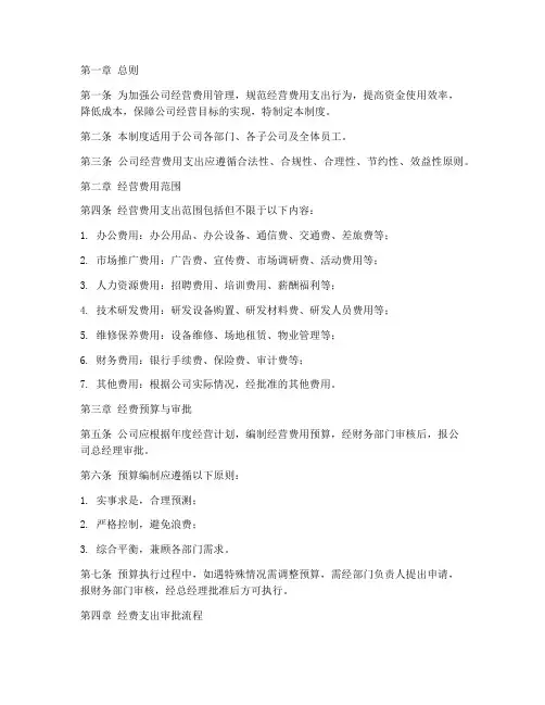 公司经营费用支出管理制度
