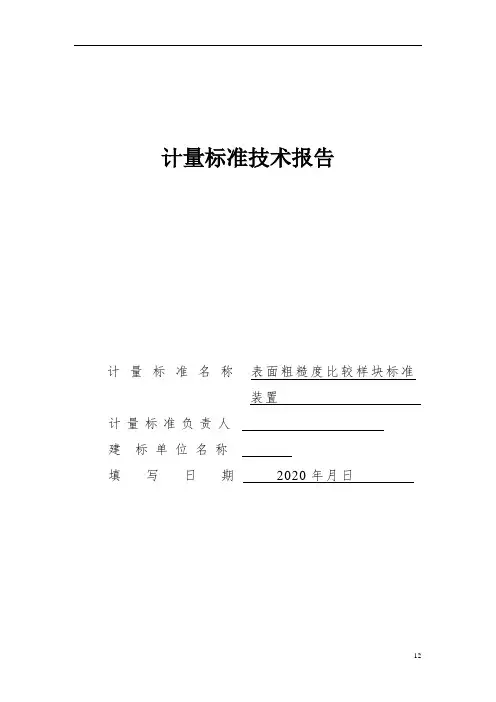 表面粗糙度比较样块标准计量标准考核报告