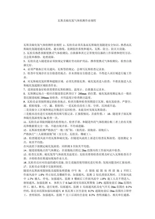 瓦斯及硫化氢气体检测作业规程_