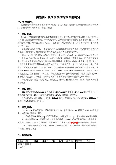 表面活性剂泡沫性的测定