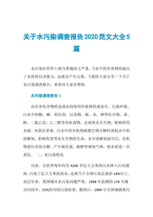 关于水污染调查报告2020范文大全5篇