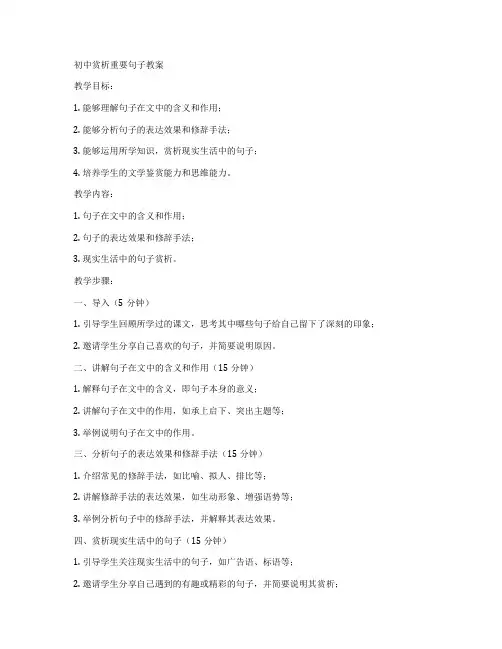 初中赏析重要句子教案