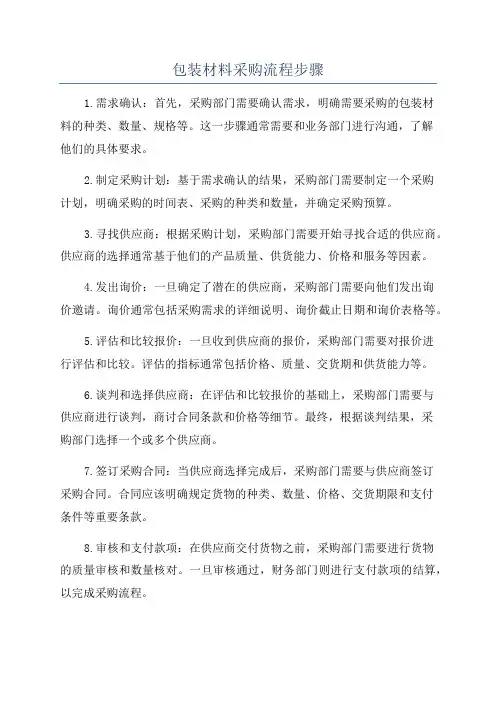 包装材料采购流程步骤
