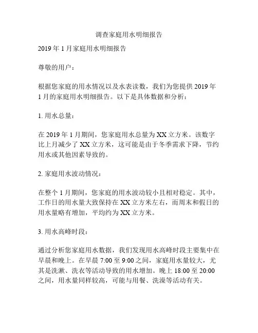 调查家庭用水明细报告