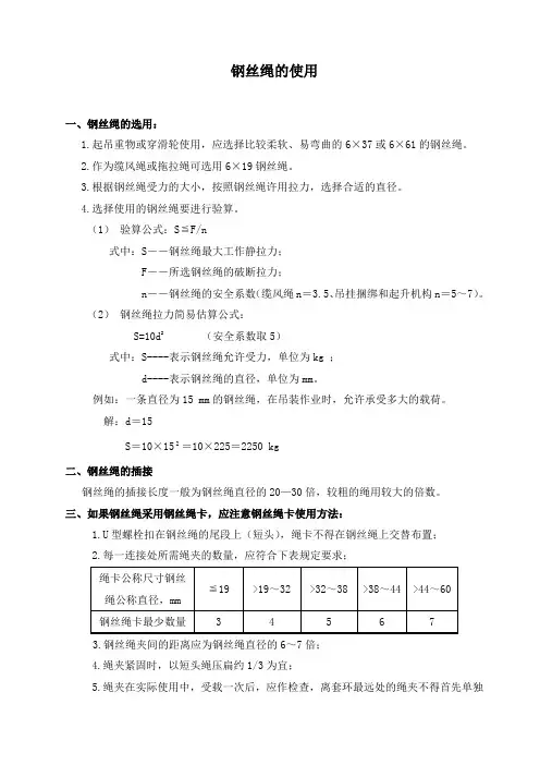 钢丝绳的使用(安全生产必看)