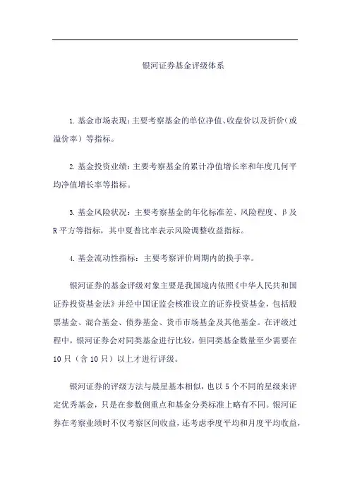 银河证券基金评级体系