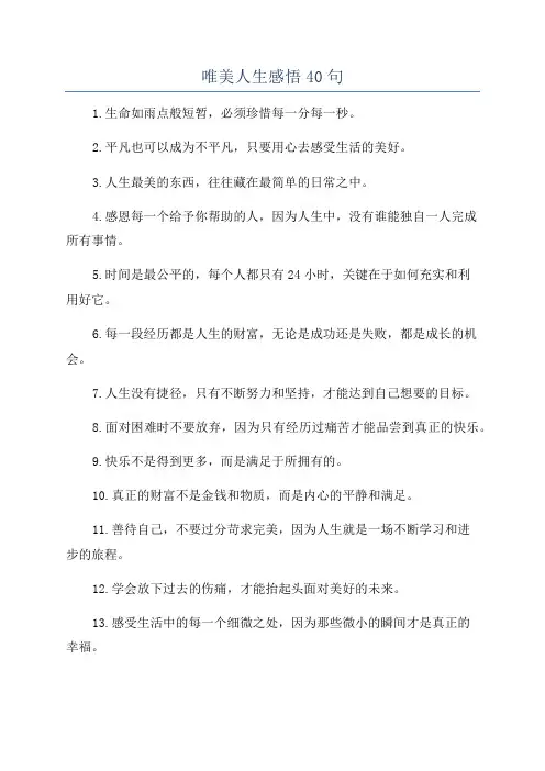 唯美人生感悟40句