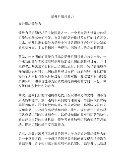 提升组织领导力