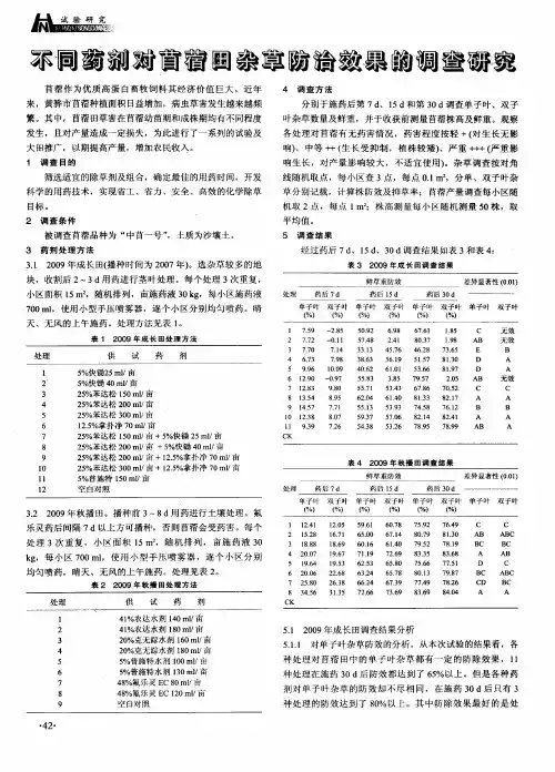 不同药剂对苜蓿田杂草防治效果的调查研究
