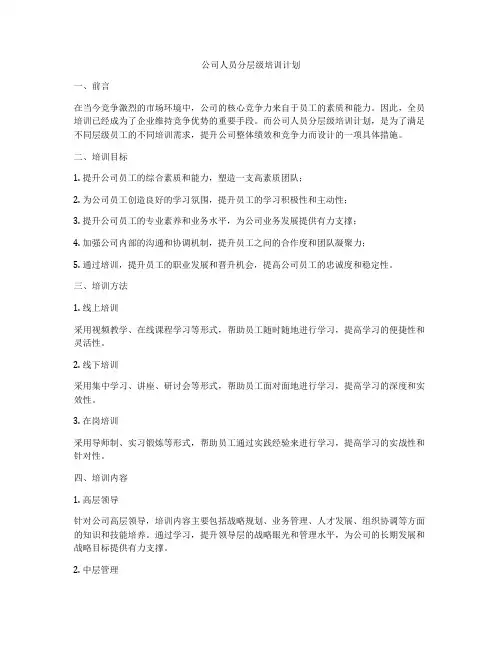 公司人员分层级培训计划