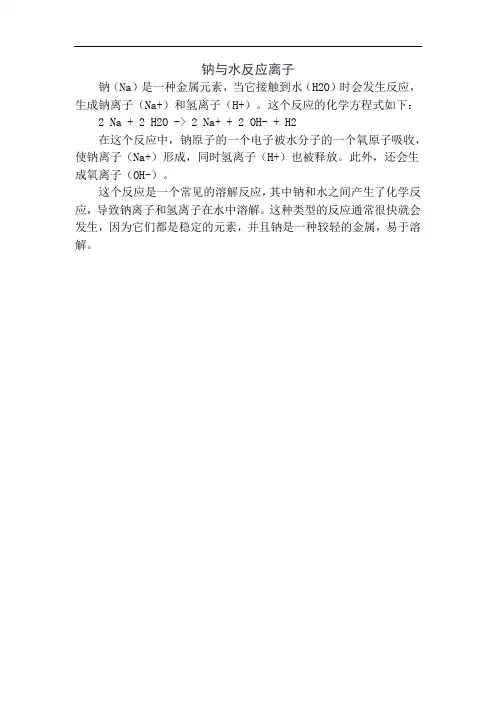 钠与水反应离子
