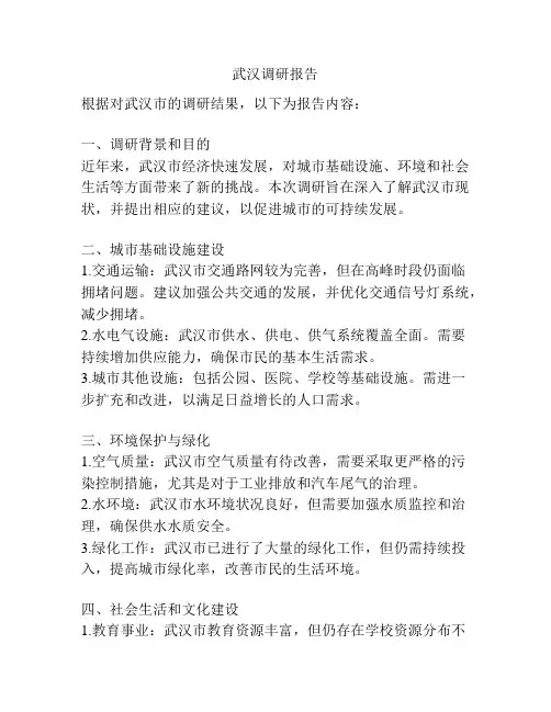 武汉调研报告
