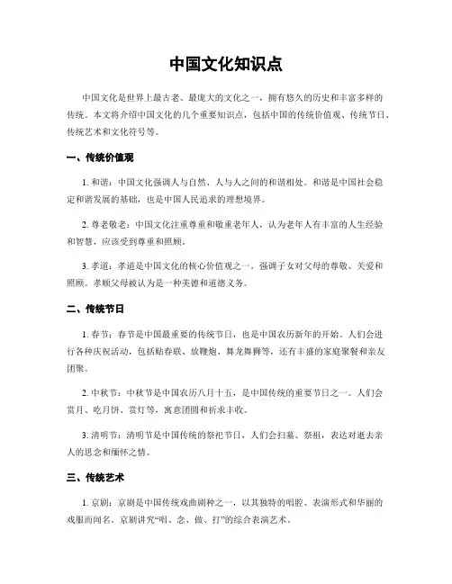 中国文化知识点