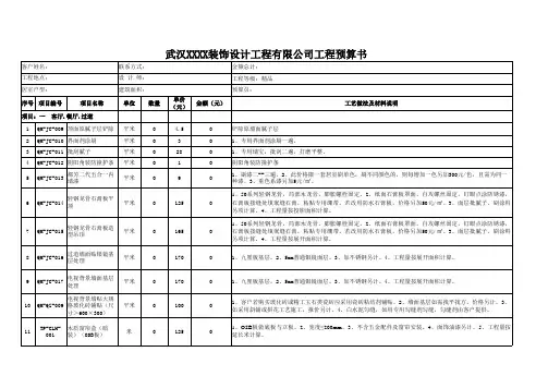 最新装修报价表及工艺和材料清单大全