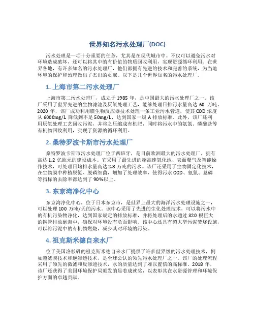 世界知名污水处理厂(DOC)