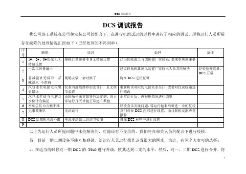 DCS调试报告