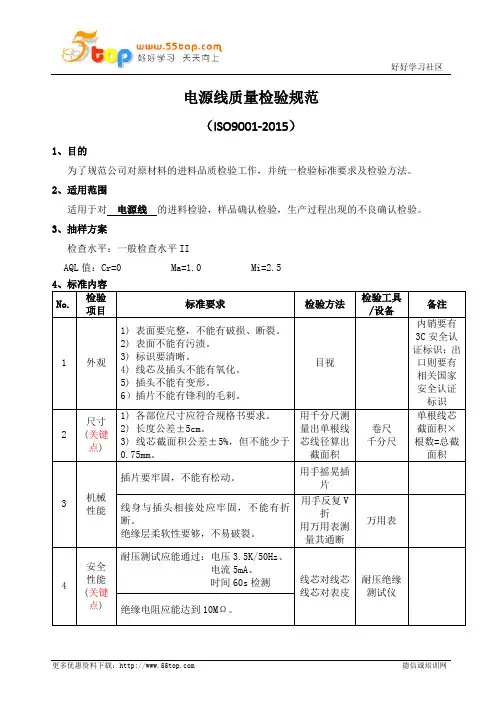 电源线质量检验规范