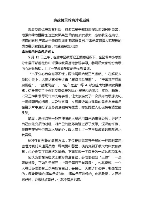 廉政警示教育片观后感