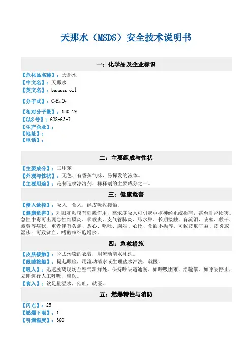 天那水MSDS