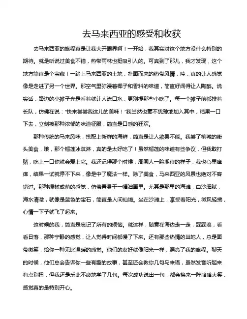 去马来西亚的感受和收获