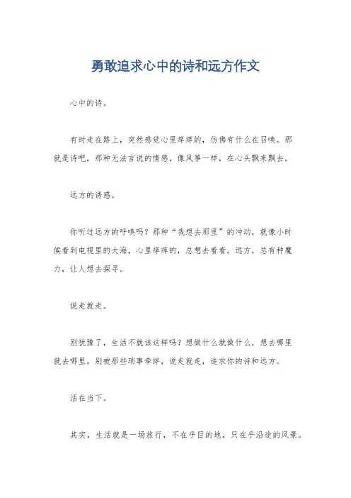 勇敢追求心中的诗和远方作文