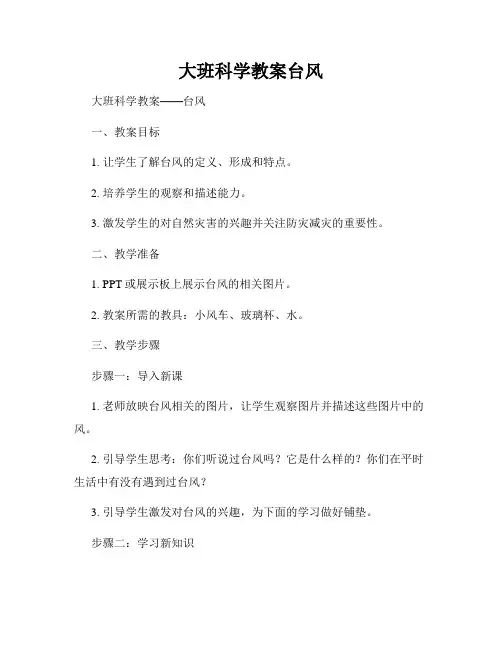 大班科学教案台风