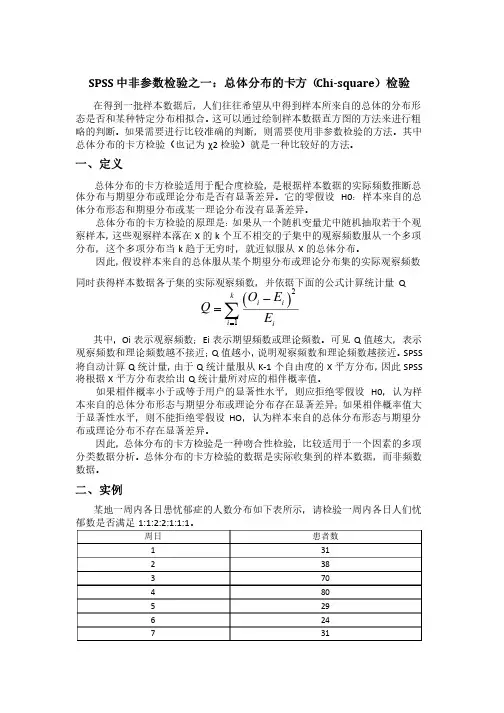SPSS非参数检验之一卡方检验